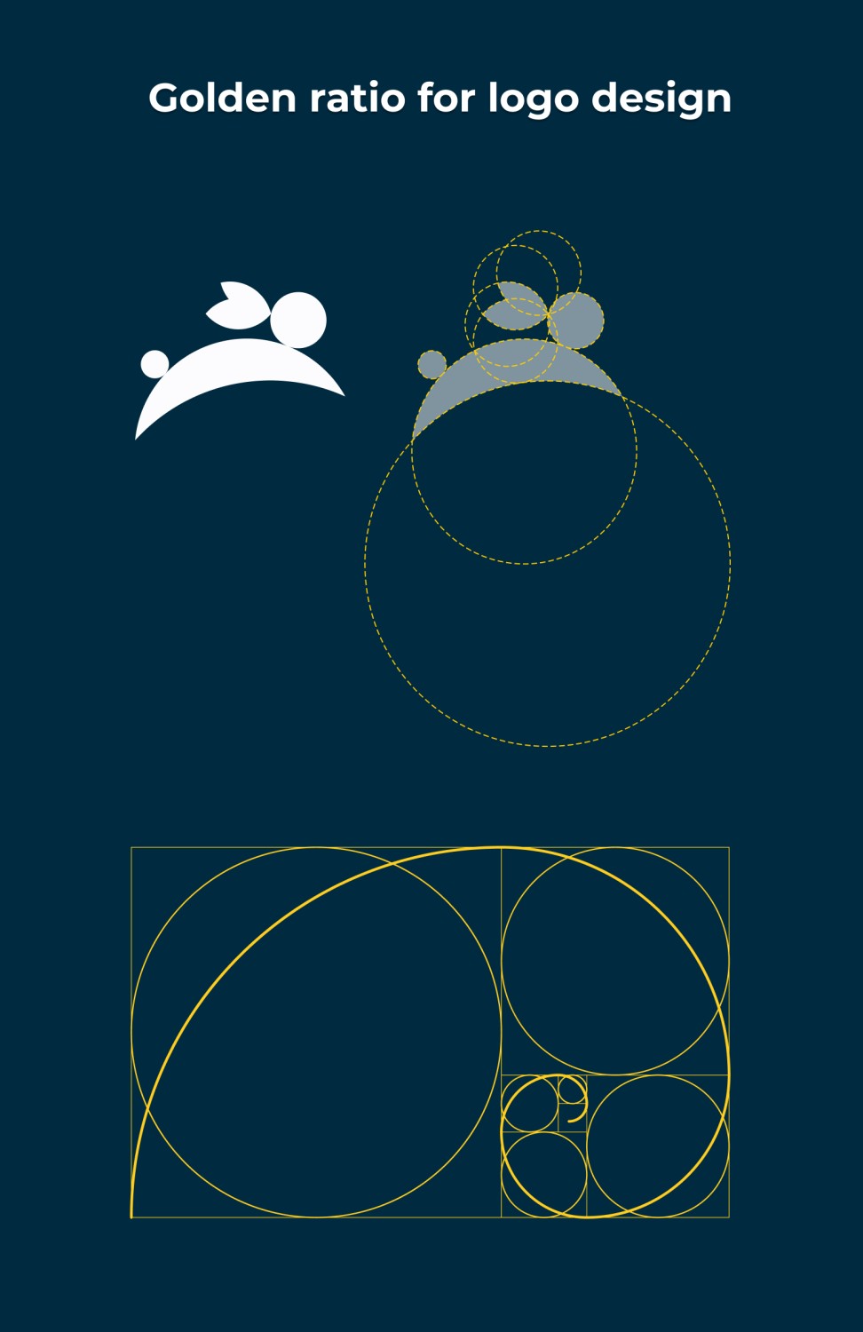 Logo of a rabbit using the mathematical circles of the golden ratio to create each part of the rabbit harmoniously.